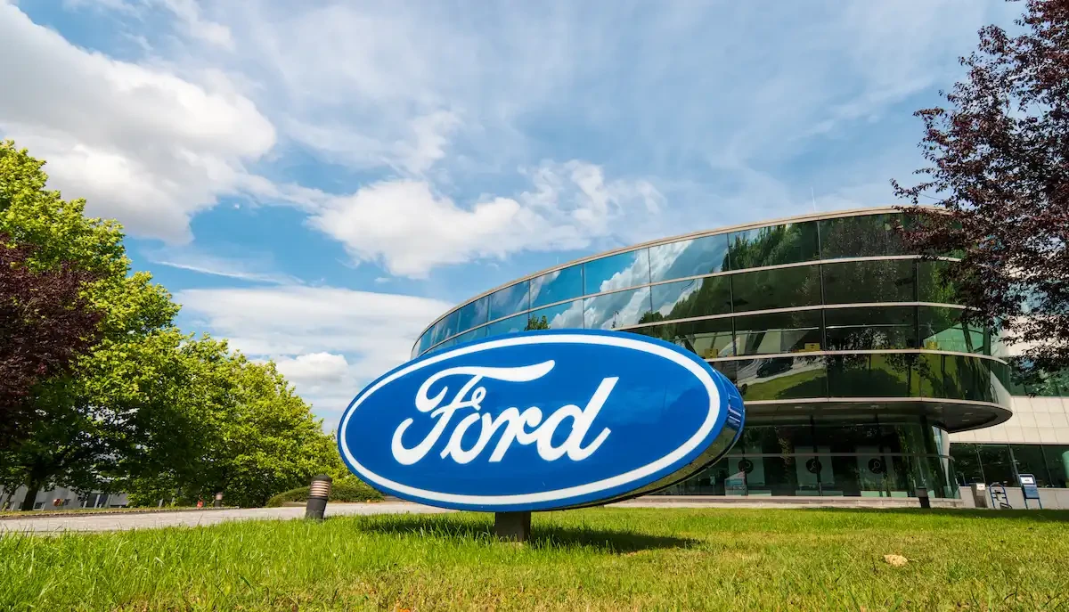 Ford logo sign and building