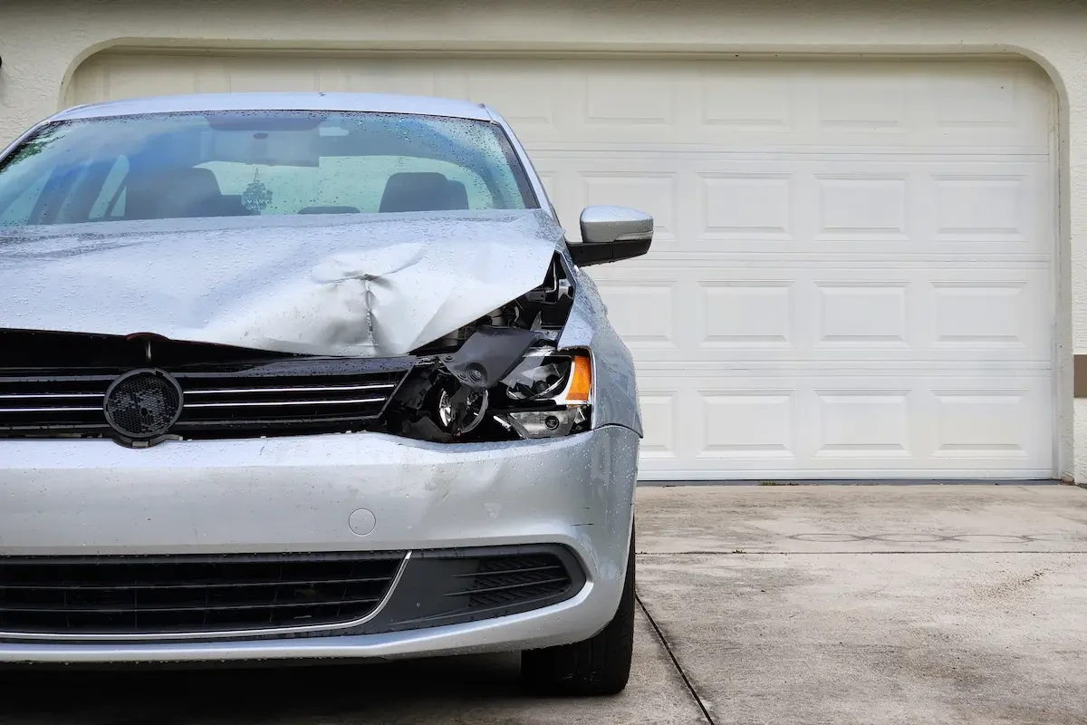 front of a car with damage