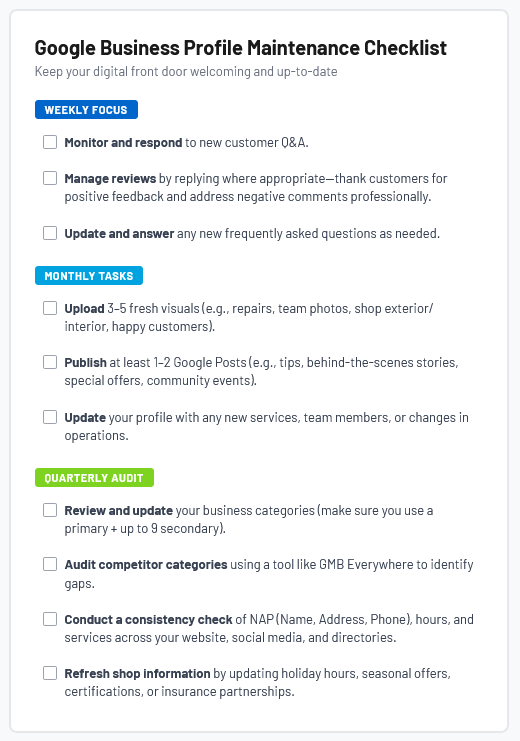 CCC 2510 Sponsored Content Google Business Profile Checklist