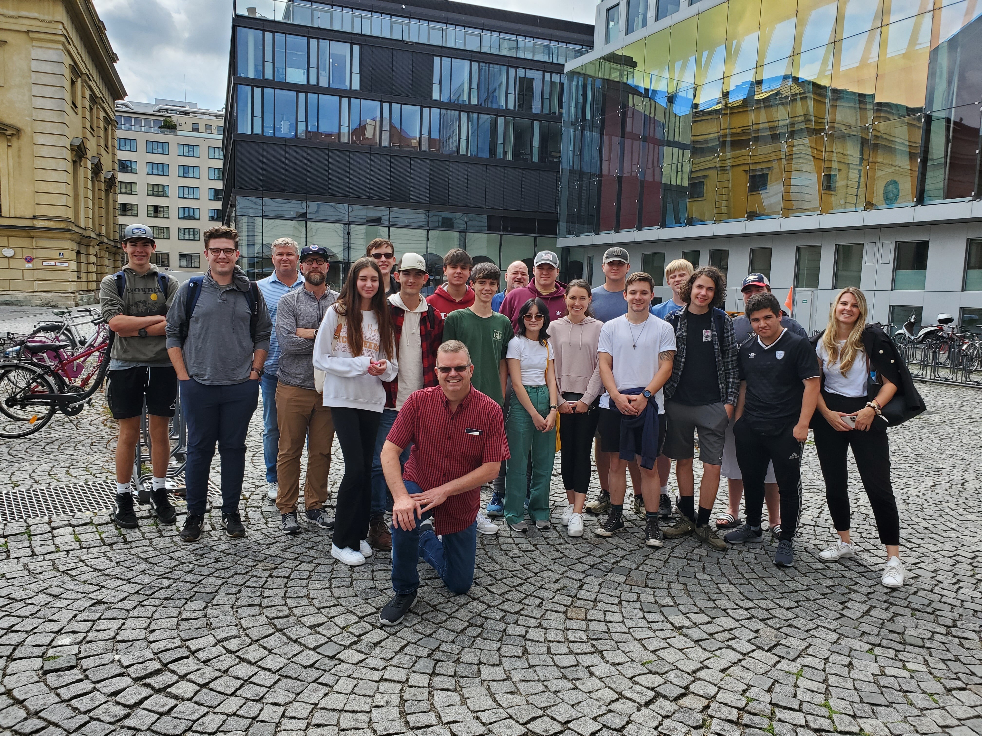 Stan Russell and students in Europe