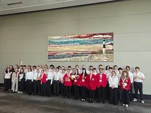 big group of students standing together