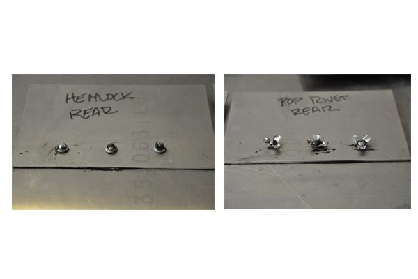 Hemlock and Pop rivets rear