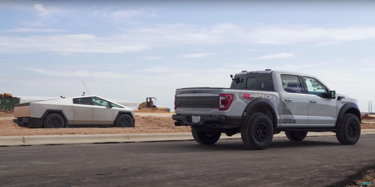 On The Lighter Side: The Only Way A Ford F-150 Raptor R Can Beat A Tesla Cybertruck In A Race Is In Reverse