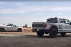 On The Lighter Side: The Only Way A Ford F-150 Raptor R Can Beat A Tesla Cybertruck In A Race Is In Reverse