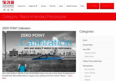 The “recommended procedures” portion of the website offers articles on systems calibrations and welding tips relative to Toyota and Lexus vehicles.