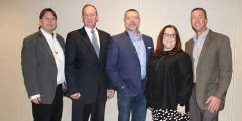 CIECA’s 2020 Board of Trustees Officers L to R: CIECA’s Vice-Chairman Jeff Schroder, Car-Part.com; Ed Weidman, executive director; Secretary Greg Best, California Casualty Management Company; Chairwoman Kim Devallance-Caron, Enterprise Holdings; and Board Member and Past Chair Phil Martinez, Mitchell International. Not pictured: Treasurer Michael Naoom, Safelite Solutions. 