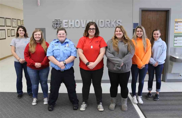 These seven girls are looking at non-traditional careers at EHOVE Career Center. 