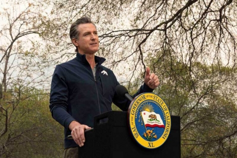 Gov. Gavin Newsom highlights the more than $15 billion climate package in Sequoia National Park.