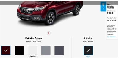 This Honda ad shows there is an upcharge for customers choosing certain vehicle colors, an indication that refinishing those vehicles will require additional materials reimbursement.