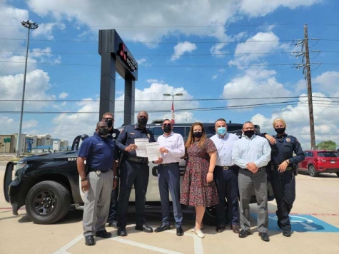 Foundation 45 Mitsubishi presents more than $4,000 to the Spring ISD Police Department for its Change Makers program. The money will help with student leadership and literacy initiatives, as well as the Blue Santa program.
