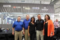 Pictured, left to right, are Doug Bortz, Car-O-Liner, North America; Michael Quinn, AirPro Diagnostics; Pam and Michael Giarrizzo, DCR Systems; and Nada Jokic, AkzoNobel.