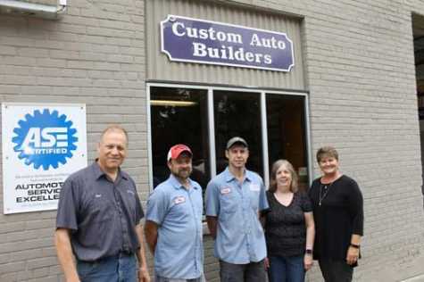 Steve Tass, Sean Hook, Jason Tesch, Debbie Bryan and Kristy Tass with Custom Auto Builders. 