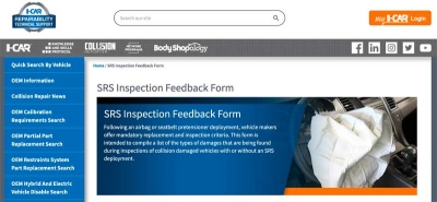 I-CAR has posted a brief form shops can use to submit information on the safety inspections they perform, what triggered the inspections and what was found.