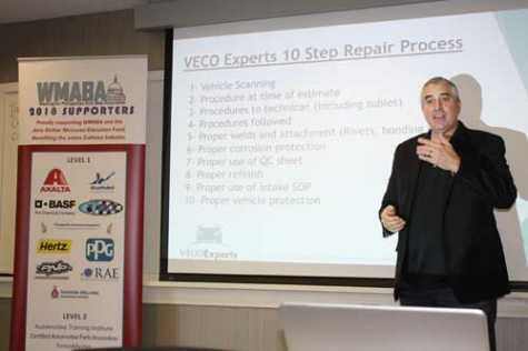Mark Olson of VECO Experts presented a seminar to WMABA on “Shop Process, Culture and Quality Control While Reducing Liability.”