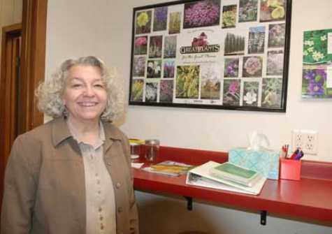 Kathleen Cue, the new extension educator-horticulture in Dodge County, NE, stands in a lab in the Fremont office. 