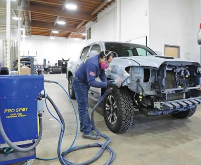 Technician Paulino Conde uses Pro Spot’s Dust-Free Sanding System every day at Fix Auto Santee.