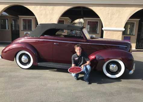 Jonathan Goolsby and “Lucille,” which was awarded the 2018 Street Rod D’Elegance at the Goodguys Del Mar Nationals. The vehicle is coated with BASF Glasurit 55 Line in a custom color.